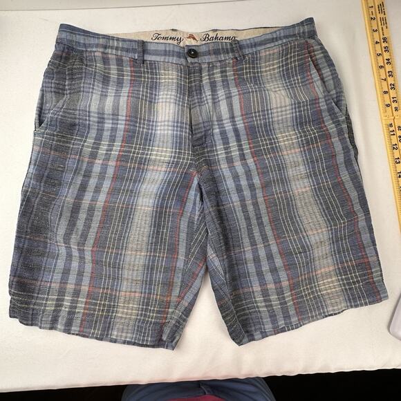 Tommy Bahama Men's 34 Plaid linen blend Casual Shorts - Picture 1 of 13